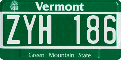 VT license plate ZYH186