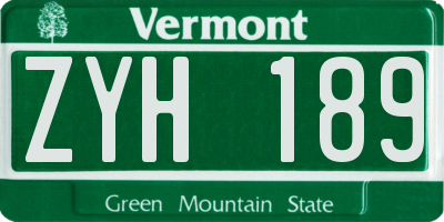 VT license plate ZYH189