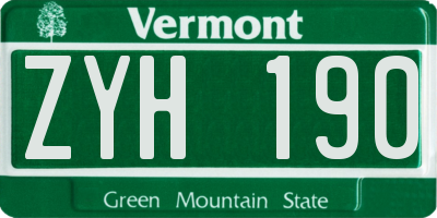 VT license plate ZYH190