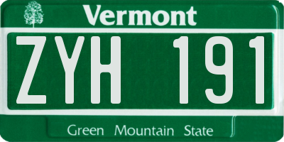 VT license plate ZYH191