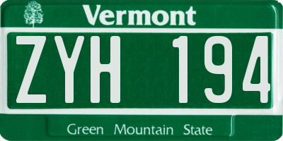 VT license plate ZYH194