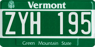 VT license plate ZYH195
