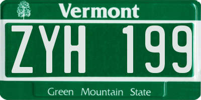 VT license plate ZYH199