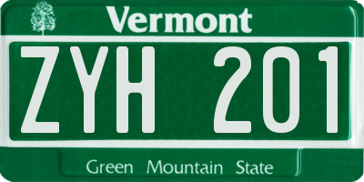 VT license plate ZYH201