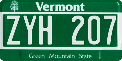 VT license plate ZYH207