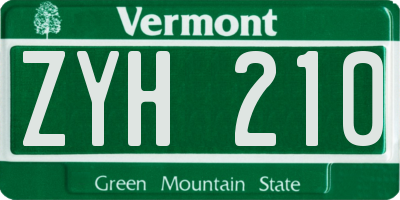 VT license plate ZYH210