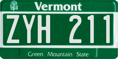 VT license plate ZYH211