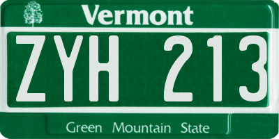 VT license plate ZYH213