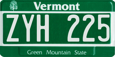 VT license plate ZYH225