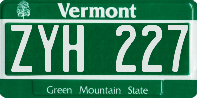 VT license plate ZYH227