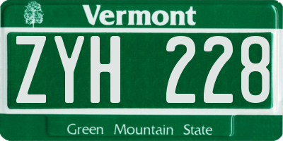 VT license plate ZYH228