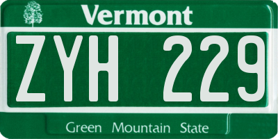 VT license plate ZYH229