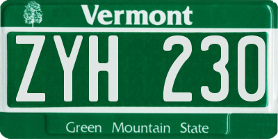VT license plate ZYH230