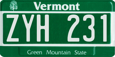 VT license plate ZYH231