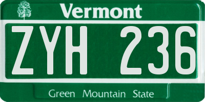 VT license plate ZYH236