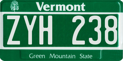 VT license plate ZYH238