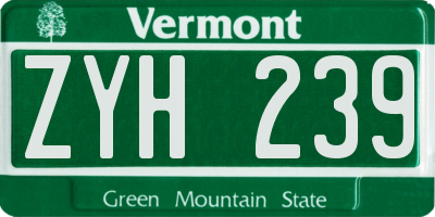 VT license plate ZYH239