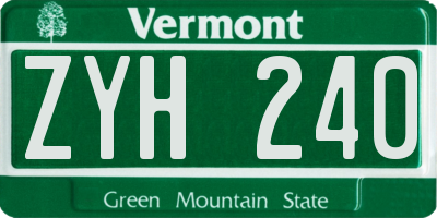 VT license plate ZYH240