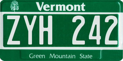 VT license plate ZYH242