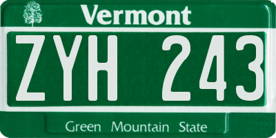 VT license plate ZYH243