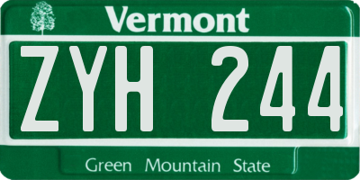 VT license plate ZYH244