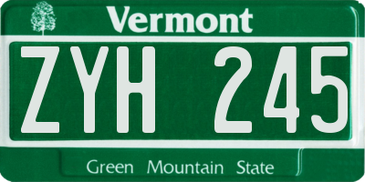 VT license plate ZYH245