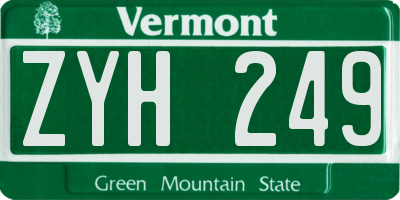 VT license plate ZYH249
