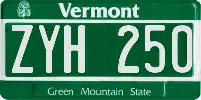 VT license plate ZYH250