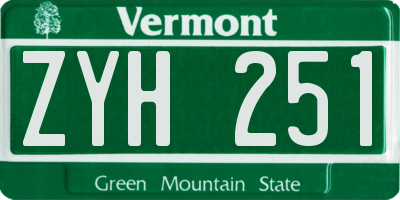 VT license plate ZYH251