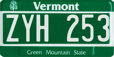 VT license plate ZYH253