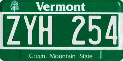 VT license plate ZYH254