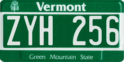 VT license plate ZYH256