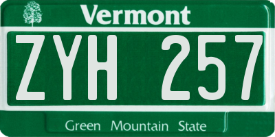 VT license plate ZYH257