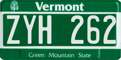 VT license plate ZYH262