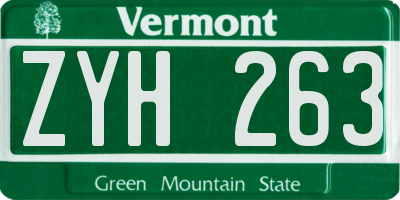 VT license plate ZYH263