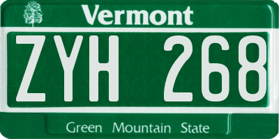 VT license plate ZYH268
