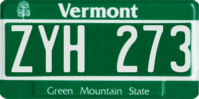 VT license plate ZYH273