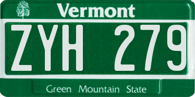 VT license plate ZYH279