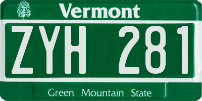 VT license plate ZYH281