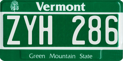 VT license plate ZYH286