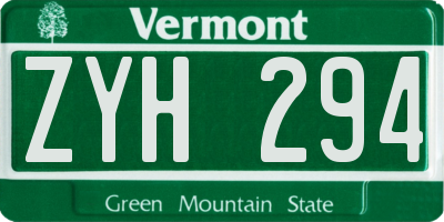 VT license plate ZYH294