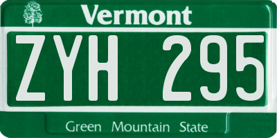 VT license plate ZYH295