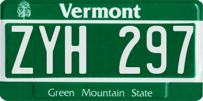 VT license plate ZYH297