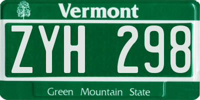VT license plate ZYH298