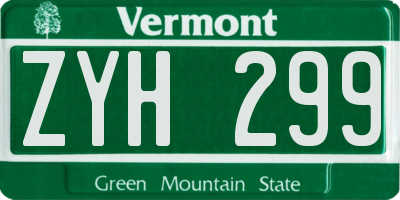 VT license plate ZYH299