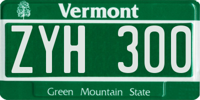 VT license plate ZYH300