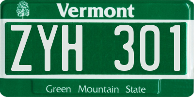 VT license plate ZYH301