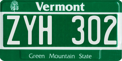 VT license plate ZYH302
