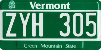 VT license plate ZYH305