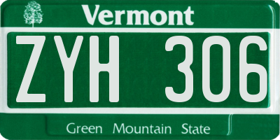 VT license plate ZYH306
